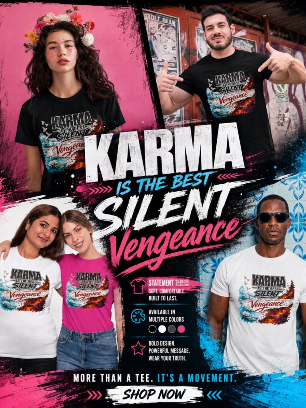 Karma Is the Best Silent Vengeance T-Shirt - Picture 3 of 12